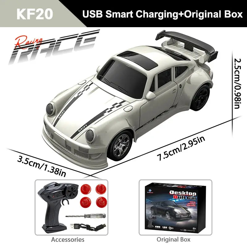 KF20 One Sixty Fourth Scale High Speed Drift RC Car 4WD With 2 Ghz Remote Control For Desktop Racing GTR Model Toy Gift
