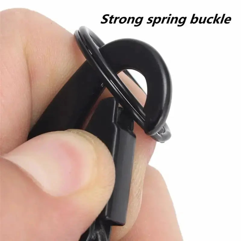 Carabiner key hook, black nylon with MOLLE webbing buckle for camping and hiking gear