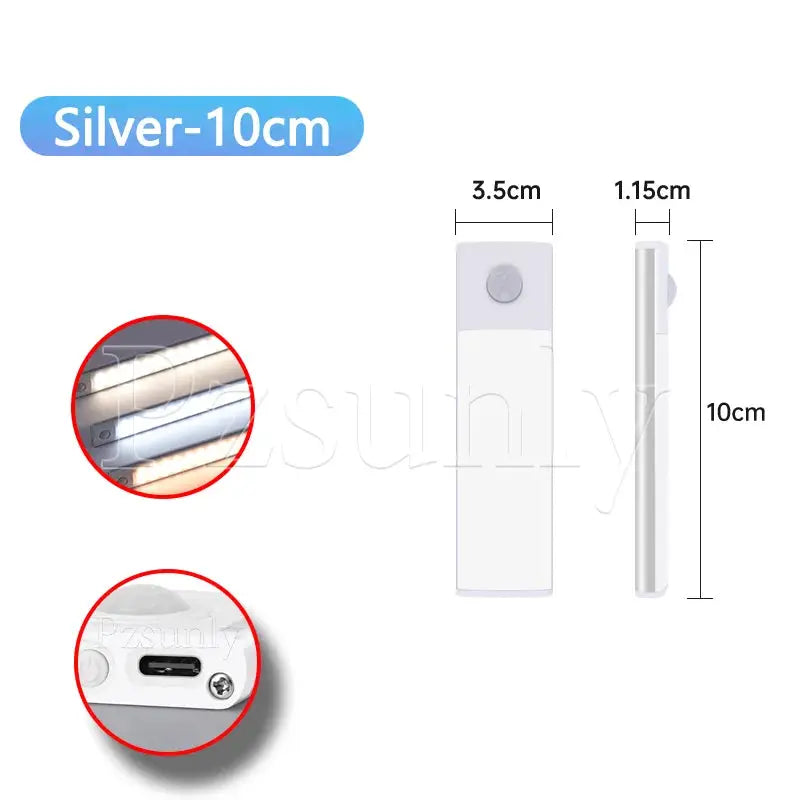 USB Rechargeable LED Bar Light With Motion Sensor For Kitchen Wardrobe Cabinet Lighting 30cm 40cm 50cm