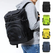 Insulated cooler backpack 30L, black; Simples Market brand; 4 color variants shown