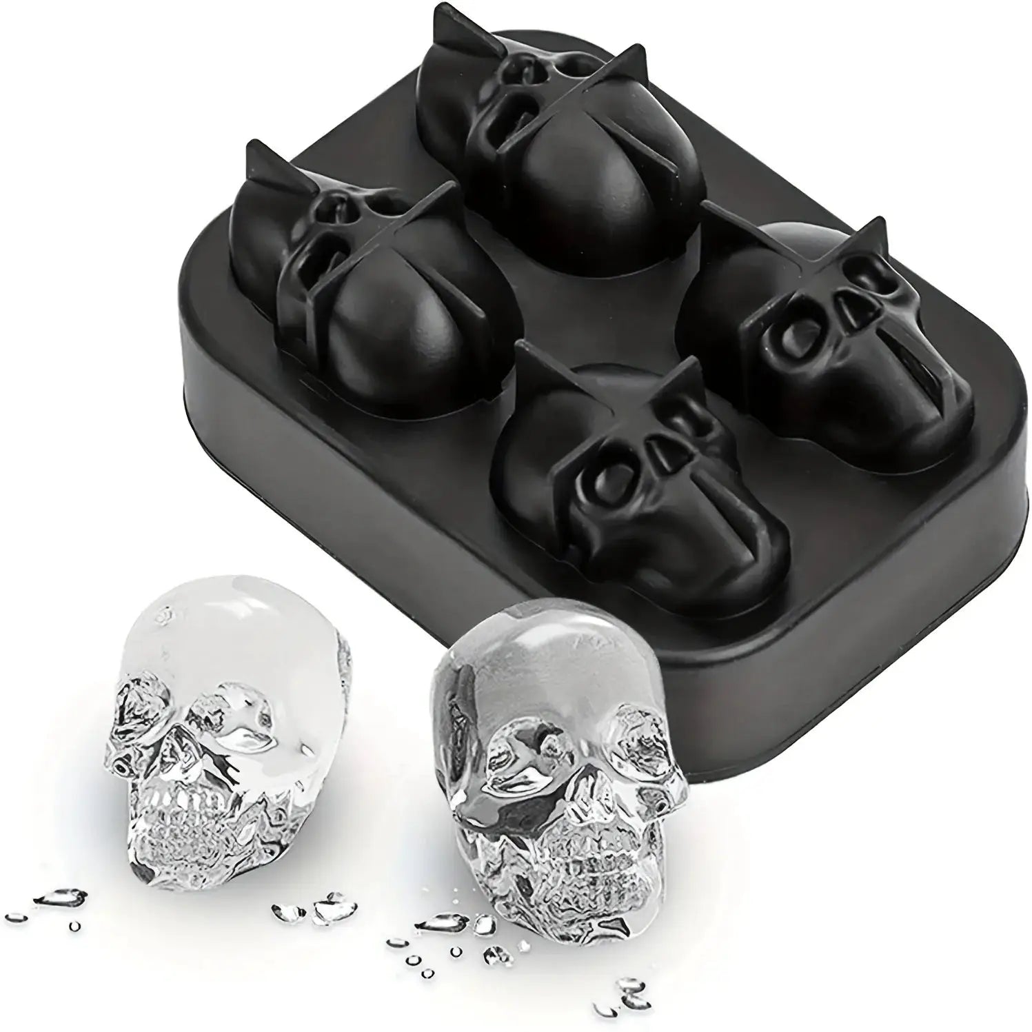 Skull Ice Ball Mold Silicone 3D Flexible Ice Cube Tray BPA Free For Freezer Horror Skull Head Cocktail Ice Ball Maker