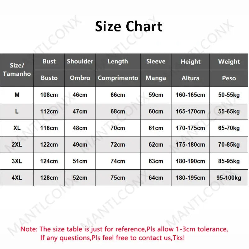 Loose casual business men's jacket chart by Simples Market showing M-4XL bust, shoulder, length, sleeve, height, weight