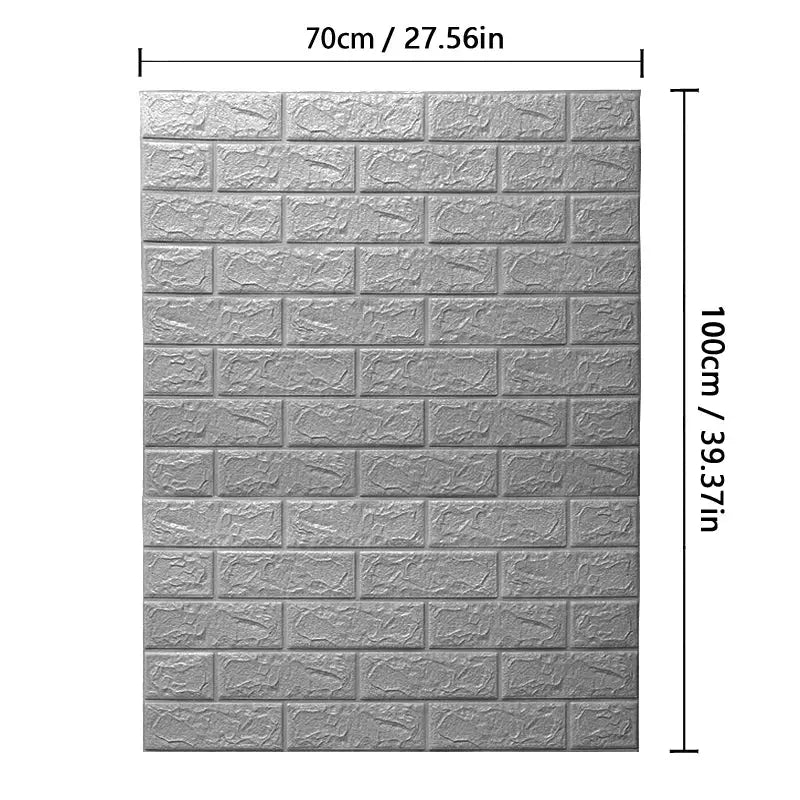 3D brick wall panels wallpaper by Simples Market, waterproof gray brick pattern, 70x100cm