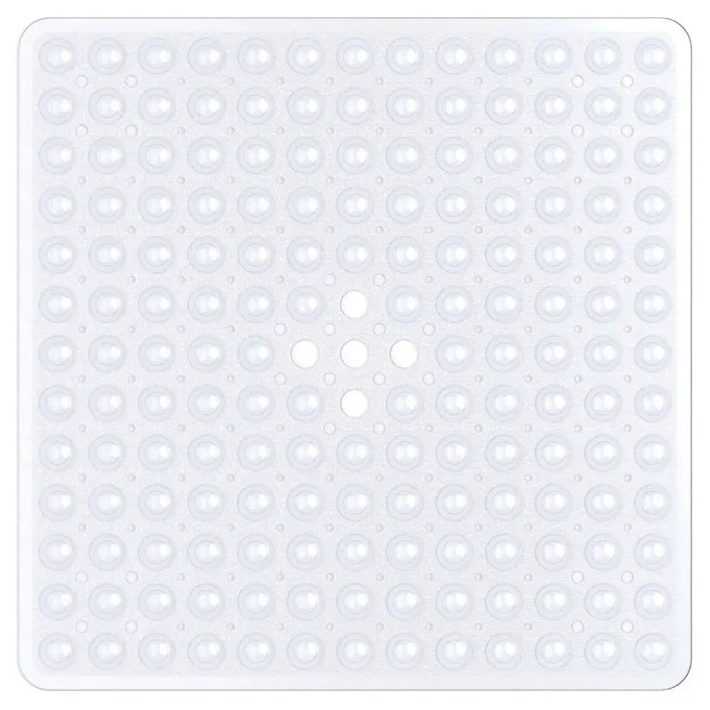 Shower mat 53x53cm PVC anti-slip with suction cups, square white bath mat by Simples Market