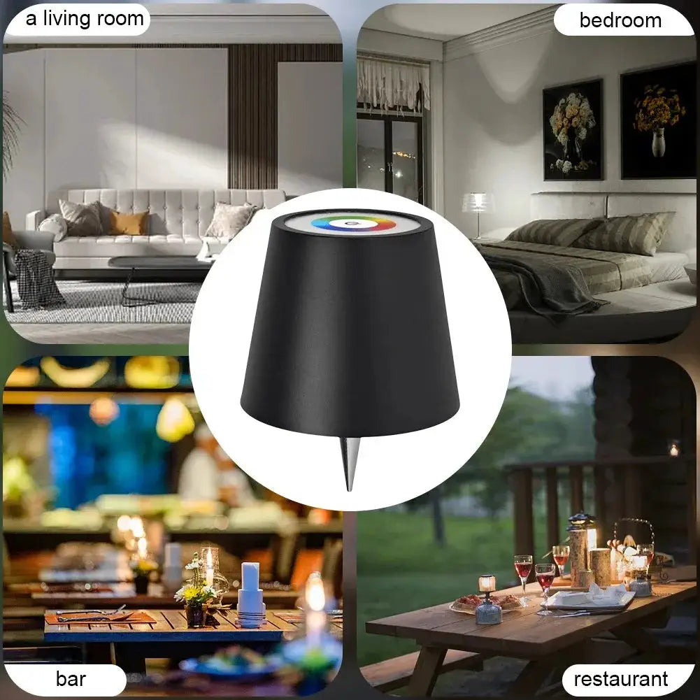 Simples Market wireless LED bottle light for wine bottles, black cone lamp with touch control, outdoor use