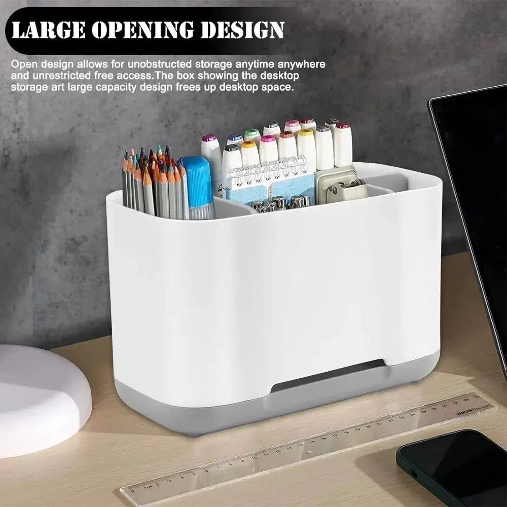 Toothbrush holder and bathroom organizer by Simples Market; white with gray base, large-capacity