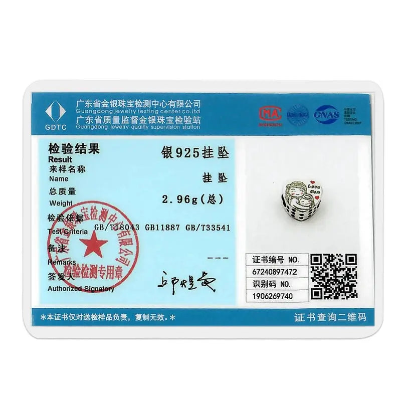 Mother's Day 925 Sterling Silver Heart Charms Beads Dangle For Bracelets Love Mom Jewelry Gift