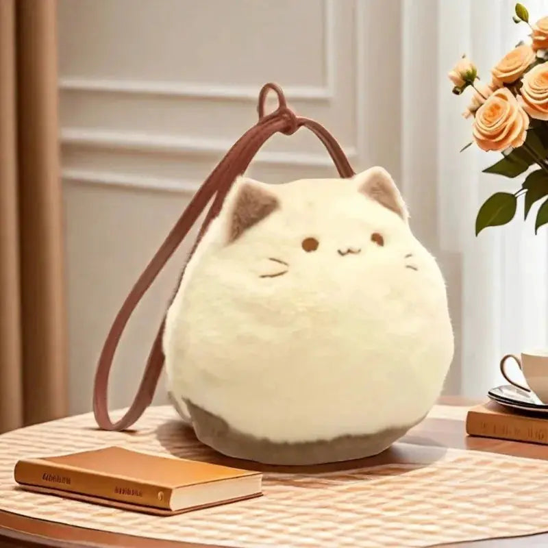 Plush Pals Cute Cat Handbag For Kids With Large Capacity Shoulder Bag Crafted From Soft Cotton Plush