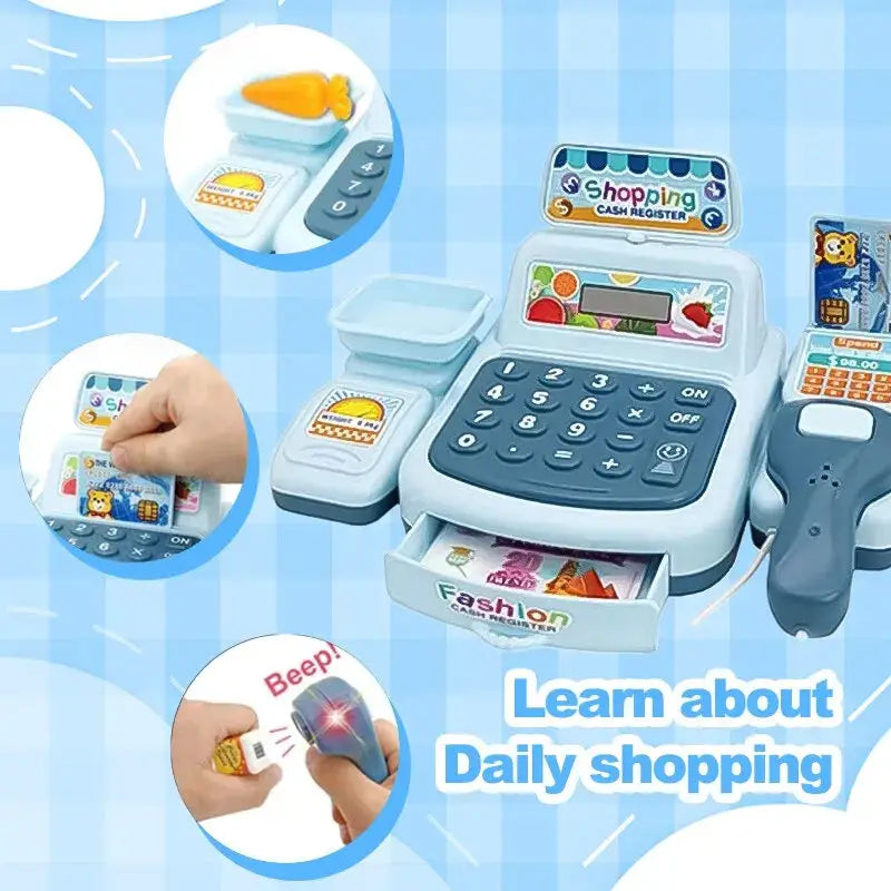 Simulation Shopping Cashier Toy Set With Electronic Lights And Sounds For Supermarket Checkout Play