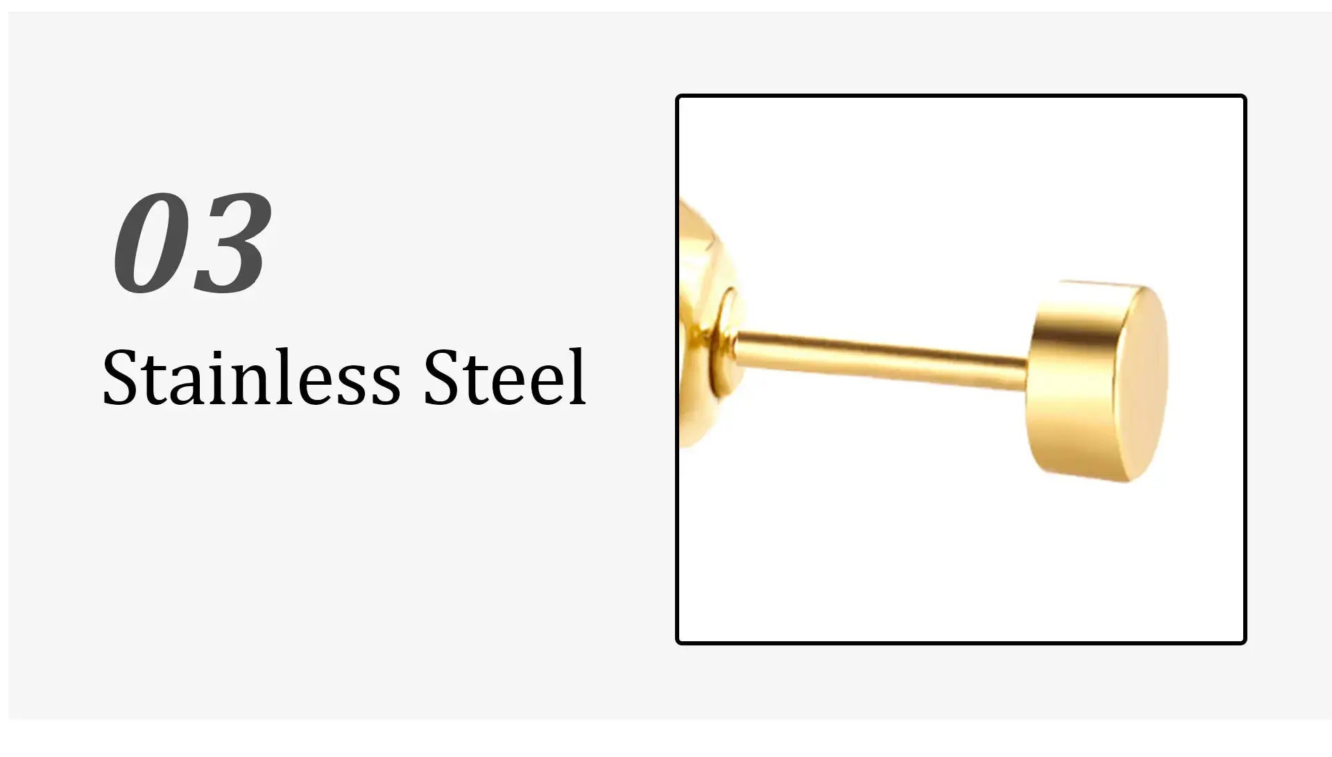 Stainless steel crystal stud earrings, gold-tone, Simples Market unisex jewelry (1 pair)