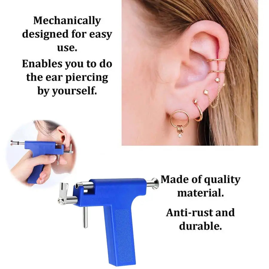 Professional Ear Piercing Gun Kit With 98 Stainless Steel Stud Earrings For Home And Salon Use
