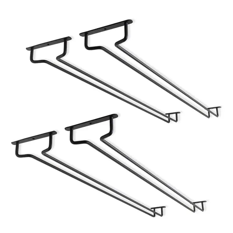 Under-cabinet stemware wine-glass hanger rack, black metal, Simples Market, set of 2
