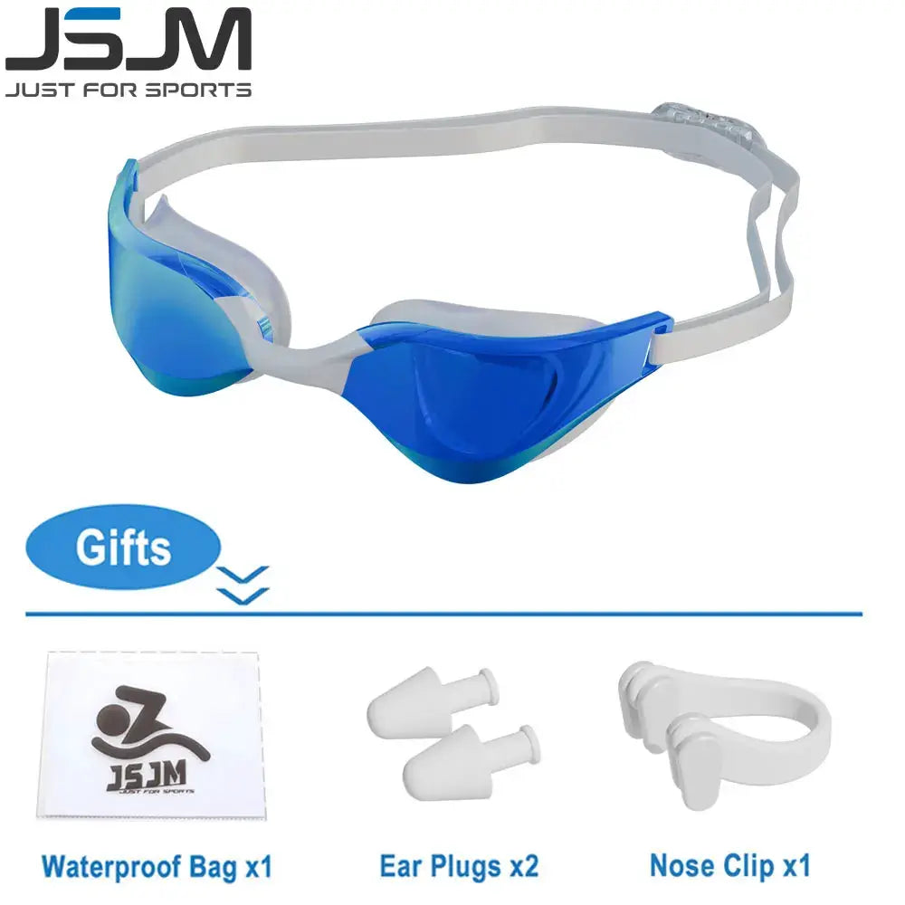 JSJM Anti Fog Swimming Goggles For Adults HD Wide Angle Lens Waterproof Adjustable Silicone Strap For Men And Women
