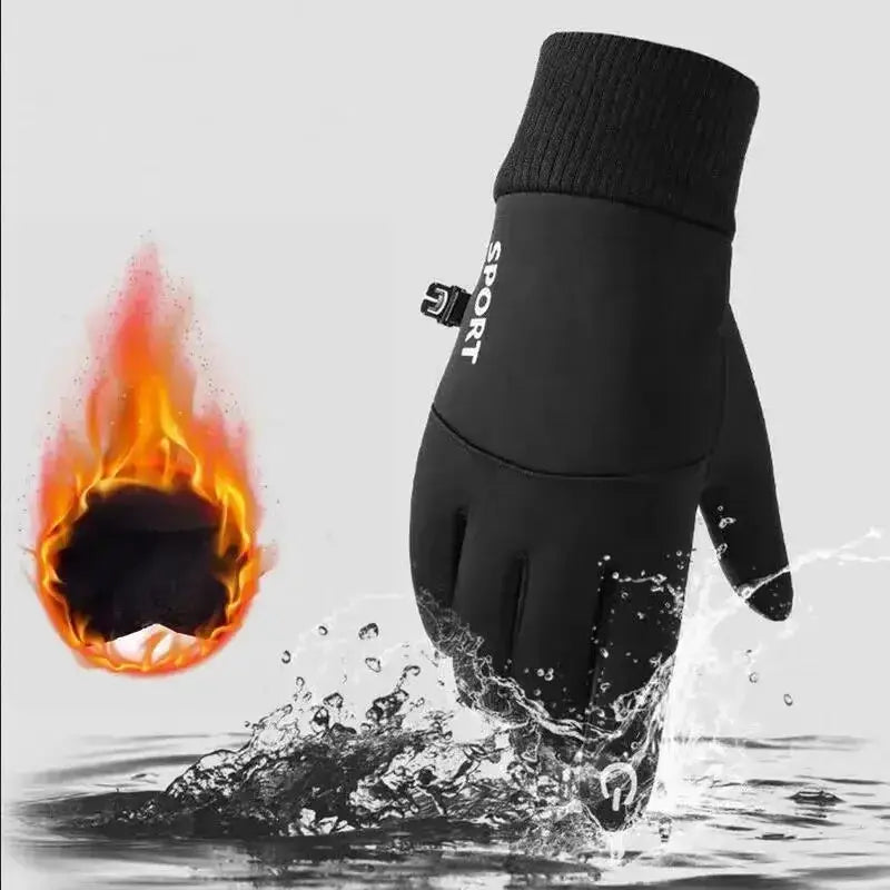 Warm Waterproof Full Finger Cycling Gloves With Touch Screen Fleece Lined For Outdoor Sports Running Motorcycle Ski