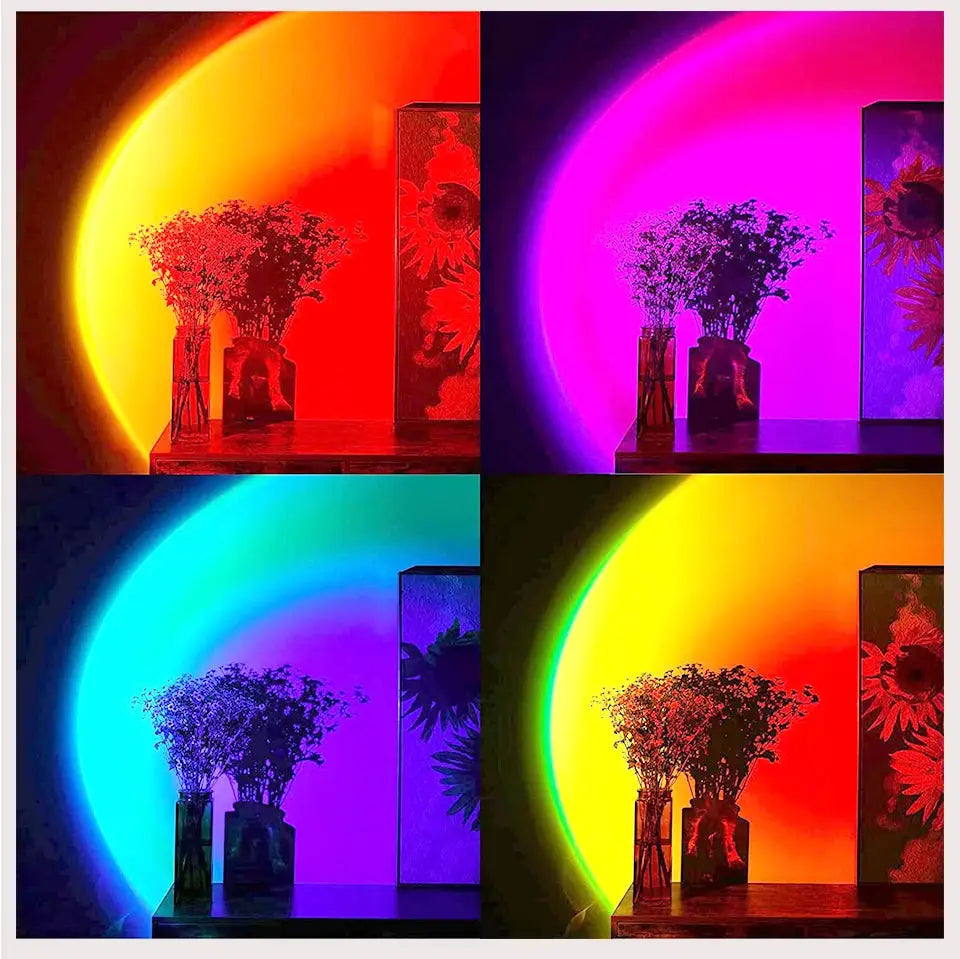Smart Sunset Lamp by Simples Market: 4-color RGB USB projector light with app remote control