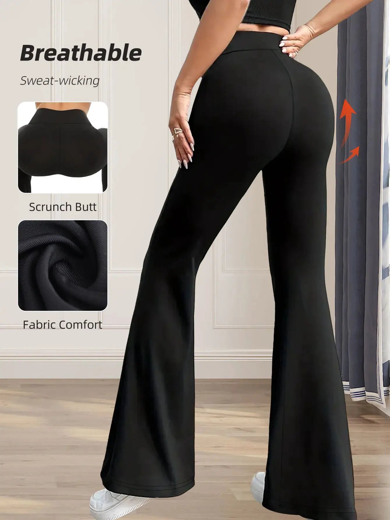 NovaWear High Waisted Flared Pants For Women Stretchy Fabric Over Twenty Percent Spandex All Day Comfort