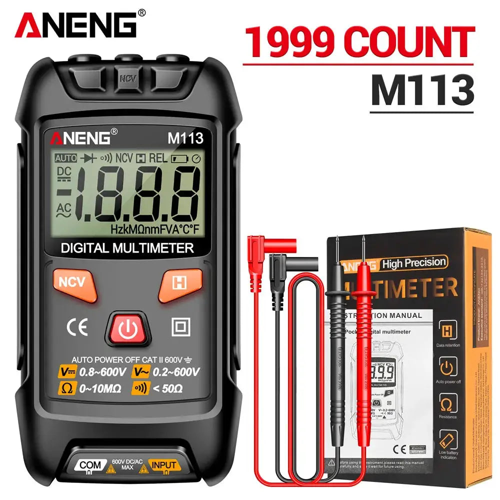 ANENG M113 Intelligent Digital Multimeter 1999 Count AC DC Voltage Ohm NCV Tester Tool