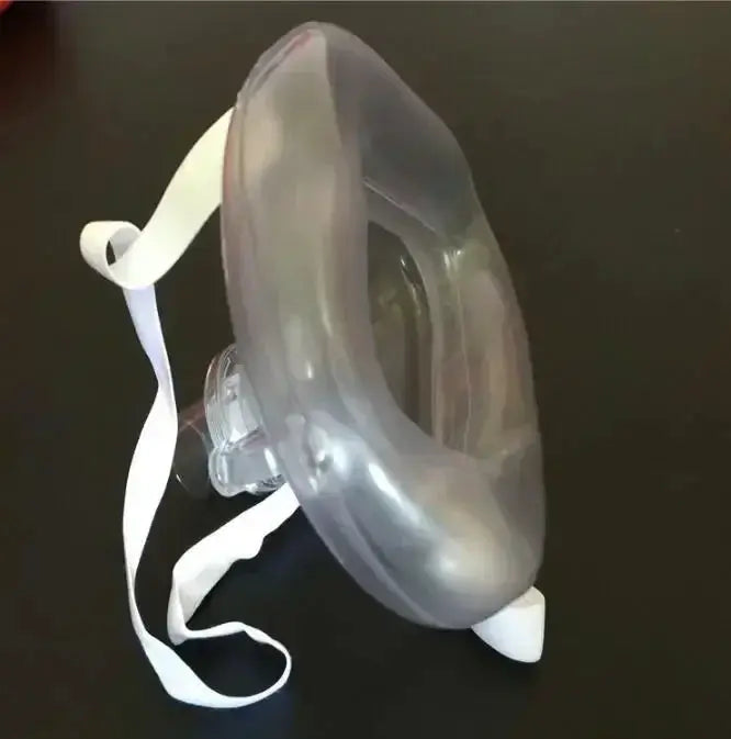 Simples Market CPR face shield mask with one-way valve, clear with white elastic straps