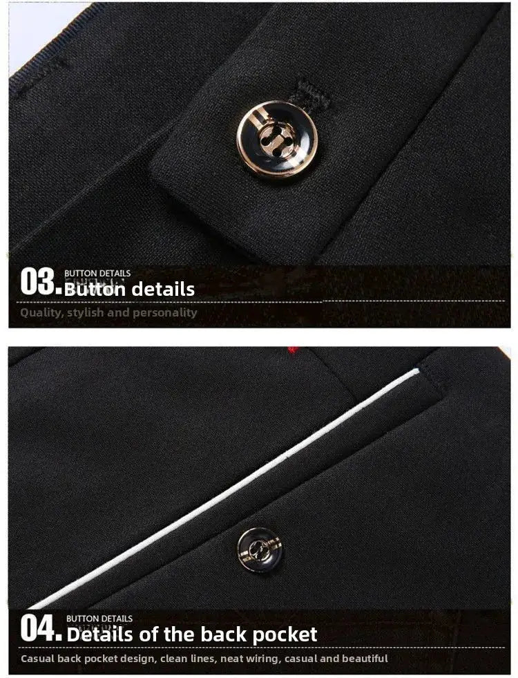 Elastic waist dress pants for men by Simples Market, black, slim-fit, wrinkle-resistant office trousers.