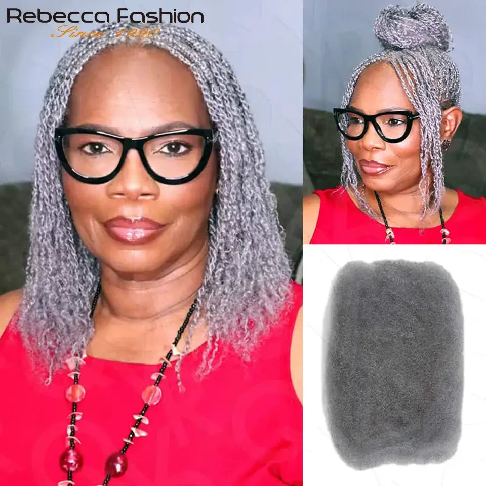 Afro kinky curly bulk human hair for braiding, Remy gray bulk hair, soft and lightweight, no attachment