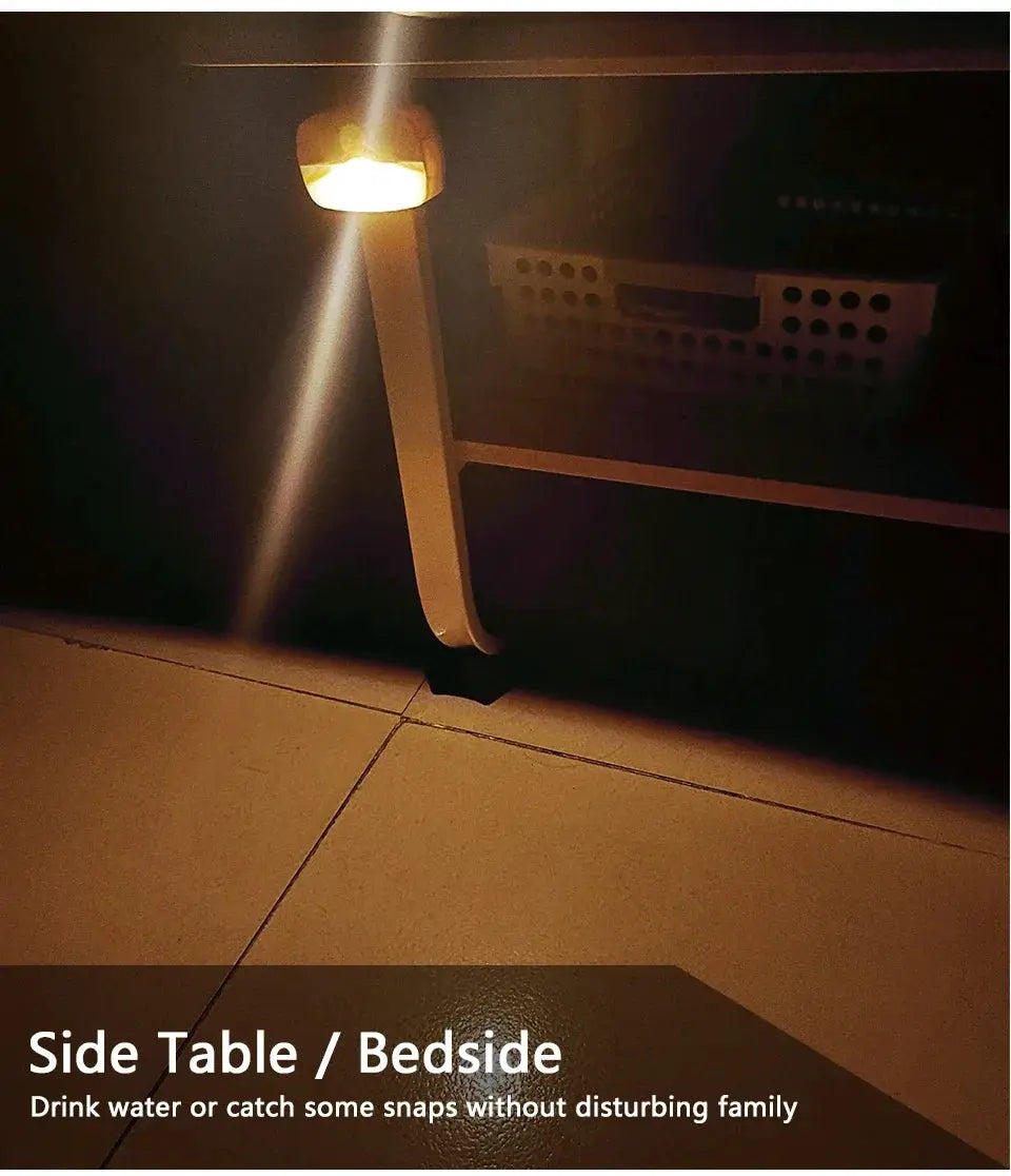 Simples Market LED night light with motion sensor, cordless battery-powered bedside/cabinet lamp with warm amber glow