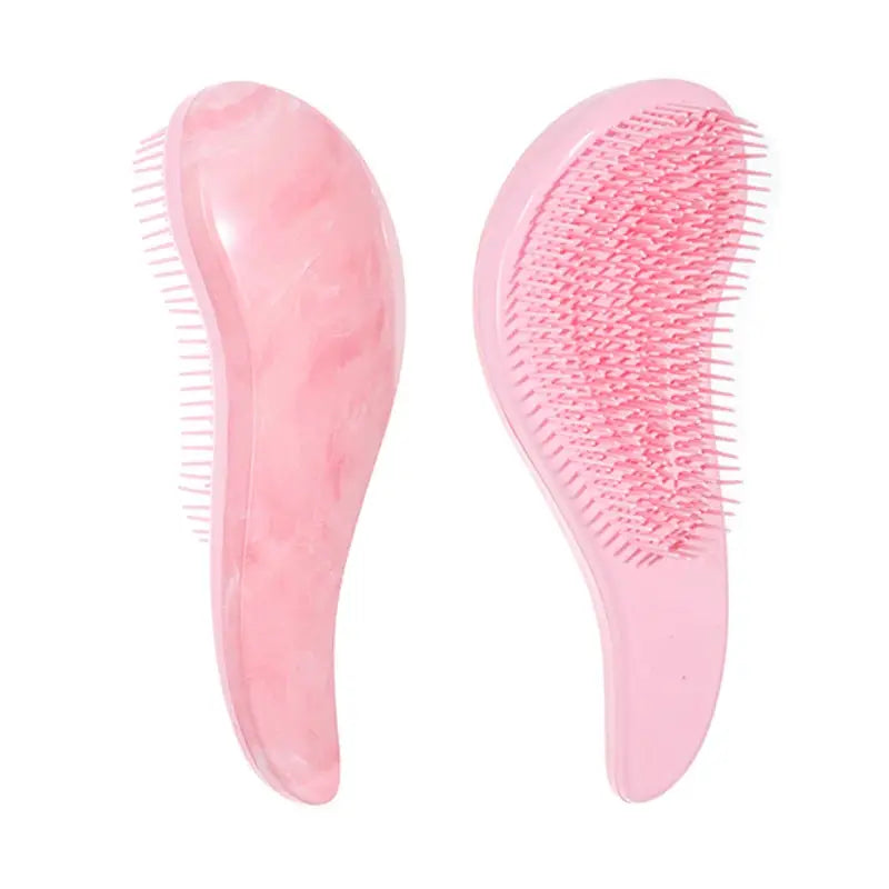 Pink detangling hairbrush, dual-sided with smooth curved body and bristle side