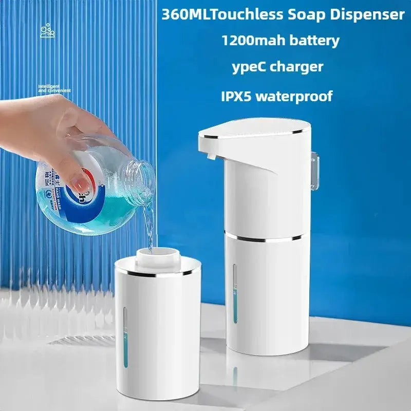 Simples Market 360ML white touchless soap dispenser set; two vertical units, one wall-mounted.