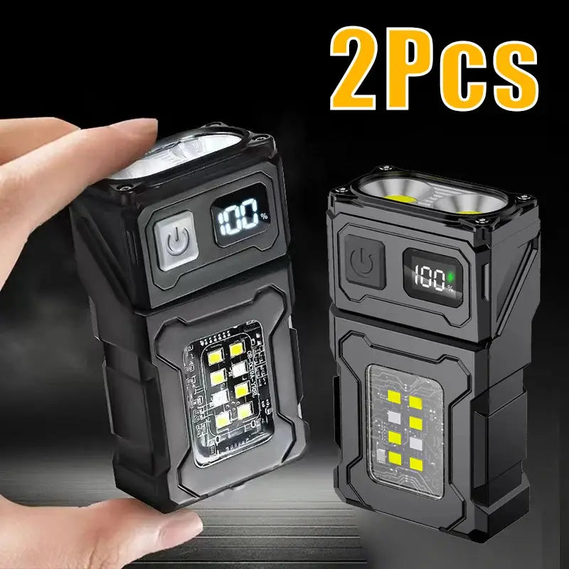 Mini USB Rechargeable LED Flashlight With COB Emergency Light Magnetic Tail For Camping And Hiking