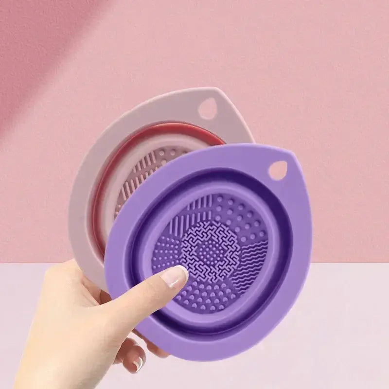 Silicone Makeup Brush Cleaner Folding Cleaning Bowl For Powder Puff And Eyeshadow Brushes Soft Mat Beauty Tools Scrubber