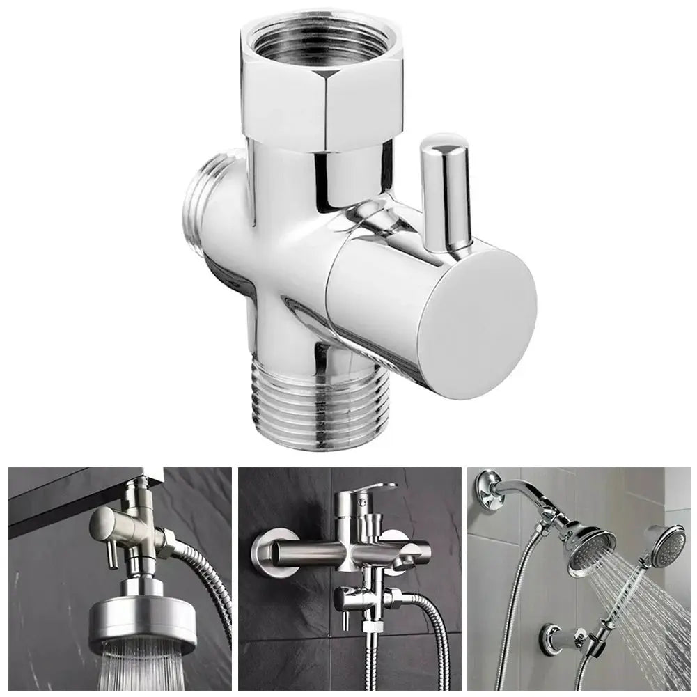 G1/2in chrome brass 3-way diverter valve T-adapter for shower faucet by Simples Market