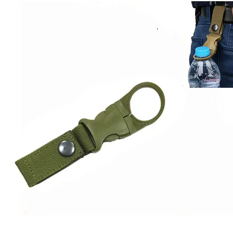 MOLLE water bottle pouch in olive green with strap and ring clip