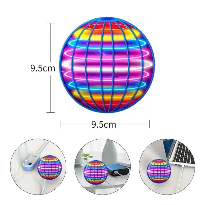 Flying Ball Hand Controlled Color LED Cosmic Globe 360 Degree Rotating Suspension Ball Toy for Indoor and Outdoor Play