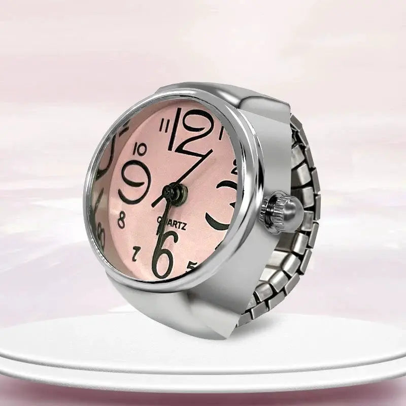Unisex Ring Watch With Circular Dial Alloy Shell Timepiece For Men And Women Fashion Accessory