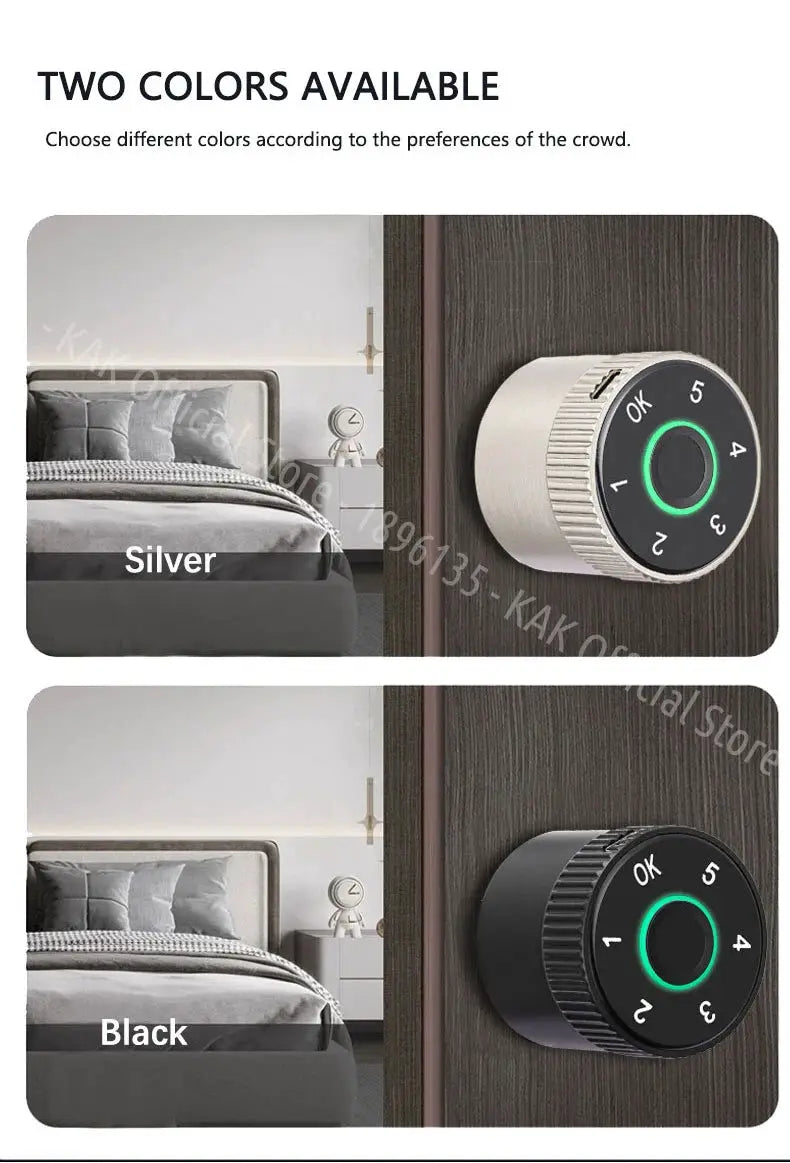 KAK Tuya fingerprint cylinder smart door lock, two colors: silver and black