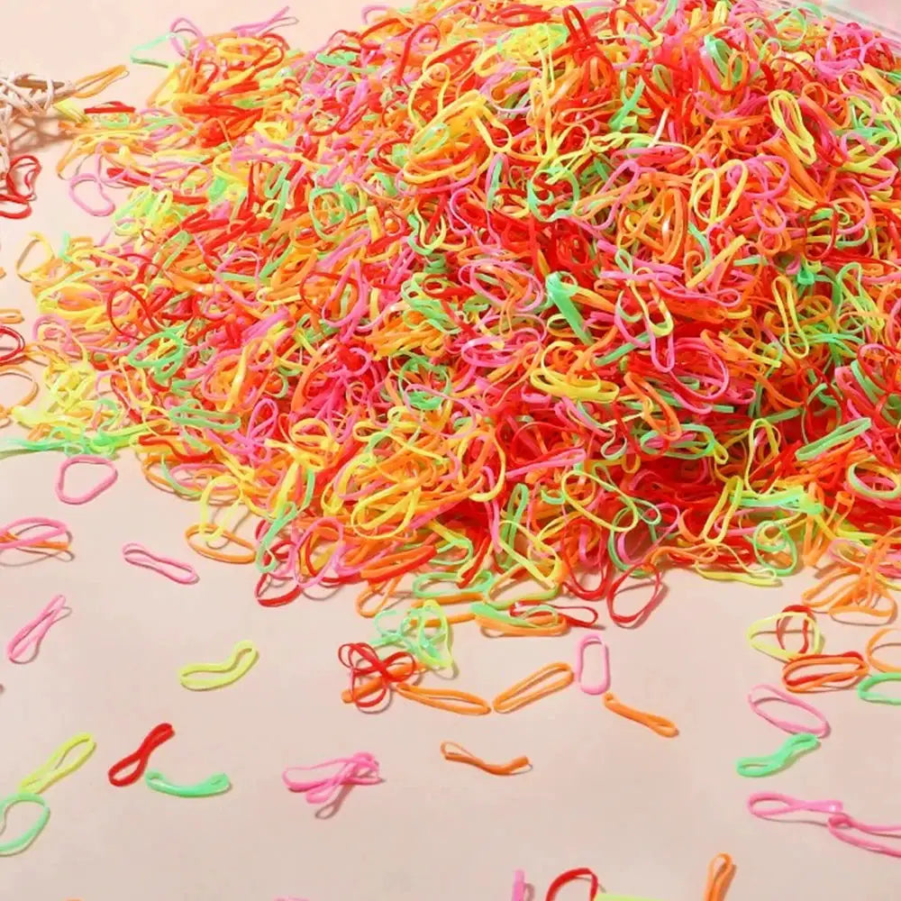 Colorful Disposable Rubber Band Hair Ties For Girls Bulk Pack 500 1000 2000 Pcs Ponytail Holders Kids Hair Accessories
