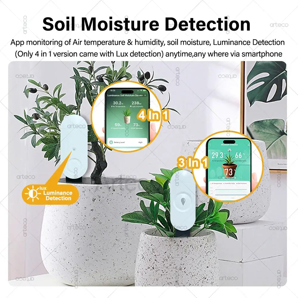 Simples Market Zigbee soil moisture sensor with temp, humidity and luminance detection, 4-in-1/3-in-1 modes via Tuya app