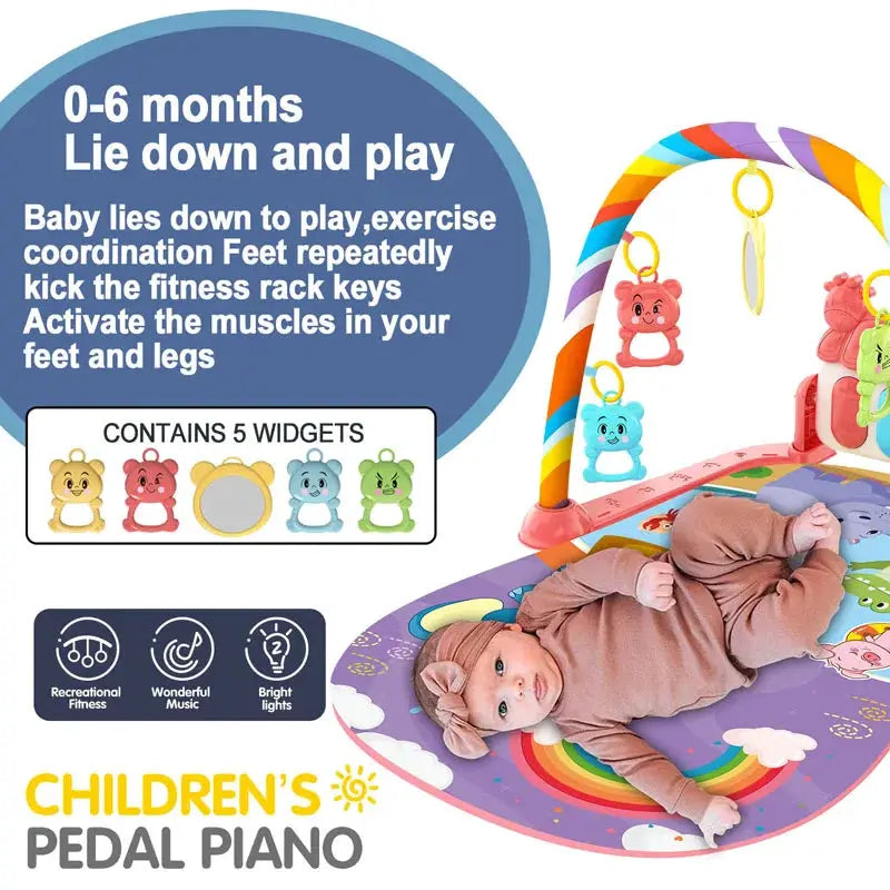 Baby Music Activity Gym Play Mat For Newborn And Infant Crawling Development With Piano Keyboard Toys Gift