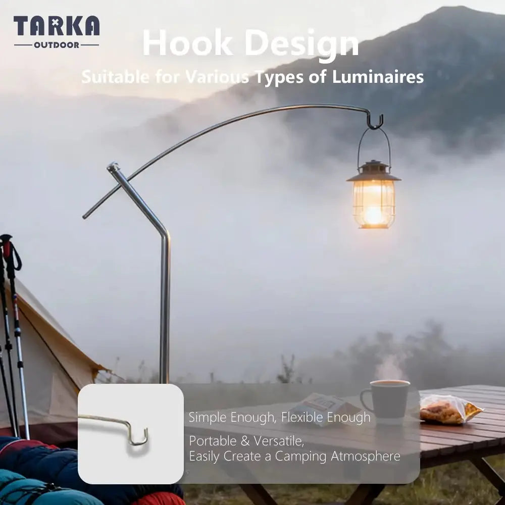 TARKA Detachable Adjustable Lantern Stand, ultralight metal lamp holder for tabletop camping lighting by Simples Market.