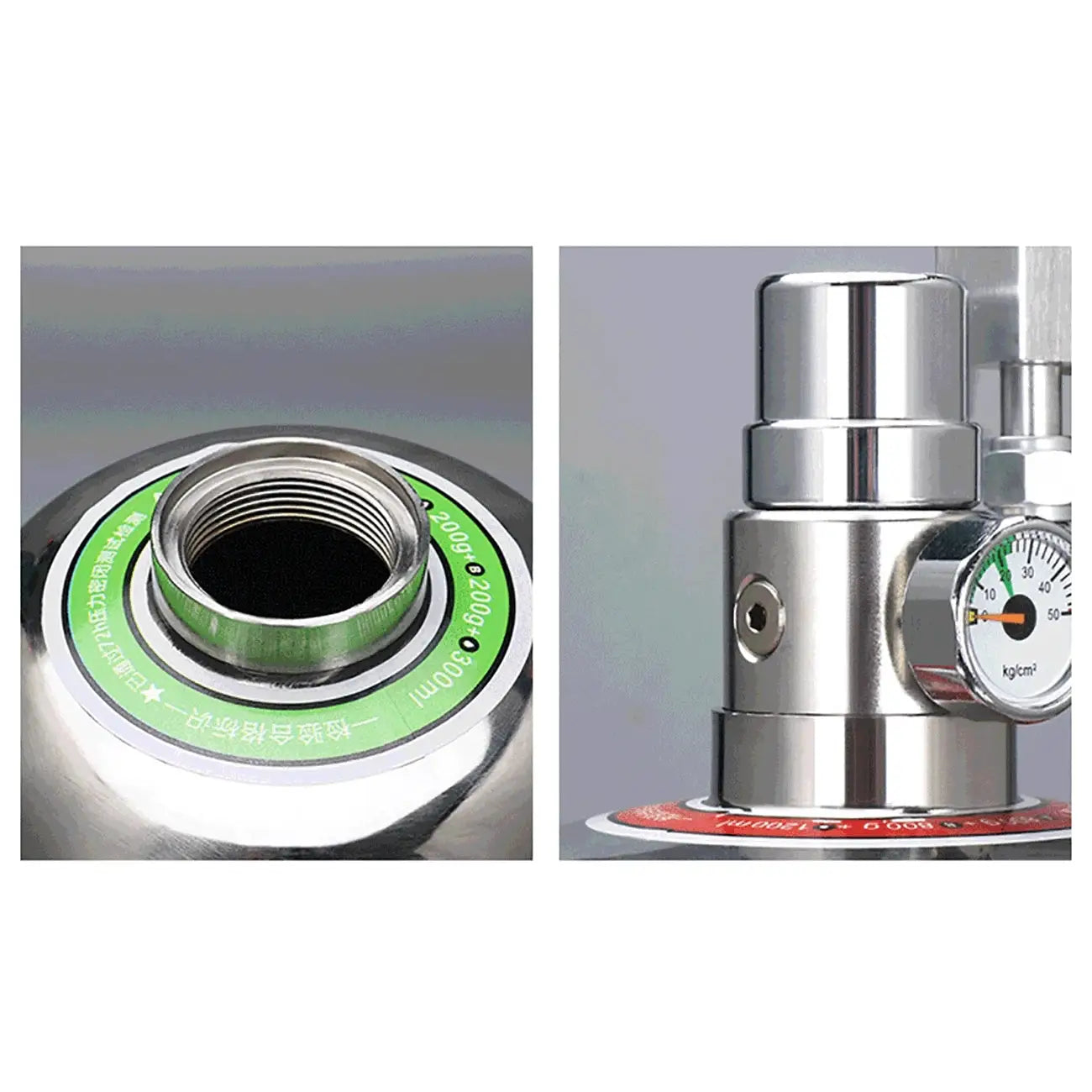 Aquarium CO2 generator system kit, two-component stainless steel setup with regulator gauge from Simples Market