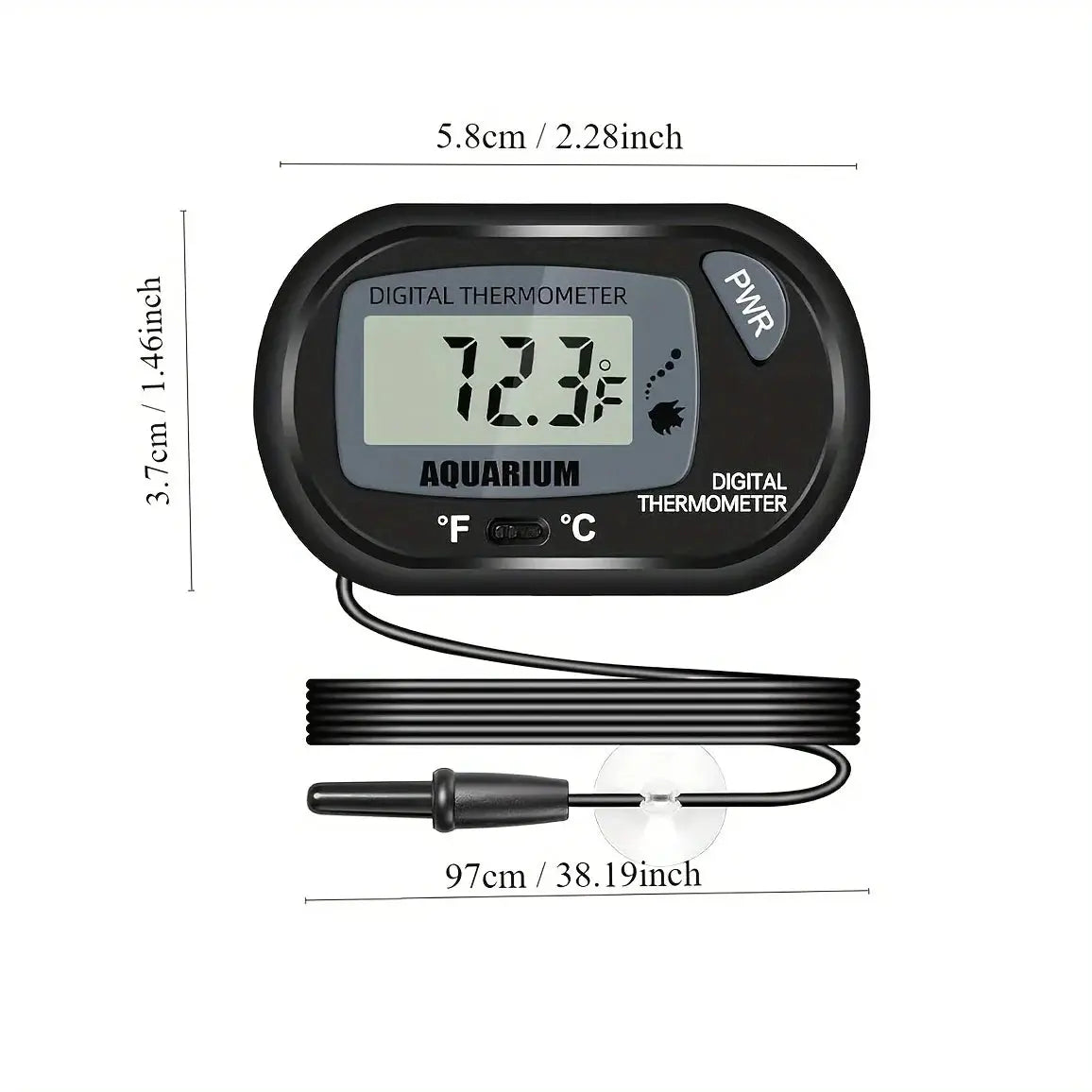 2 4 8 Pcs LCD Digital Aquarium Thermometer For Fish Tank With Water-Resistant Sensor Probe And Suction Cup For Reptile