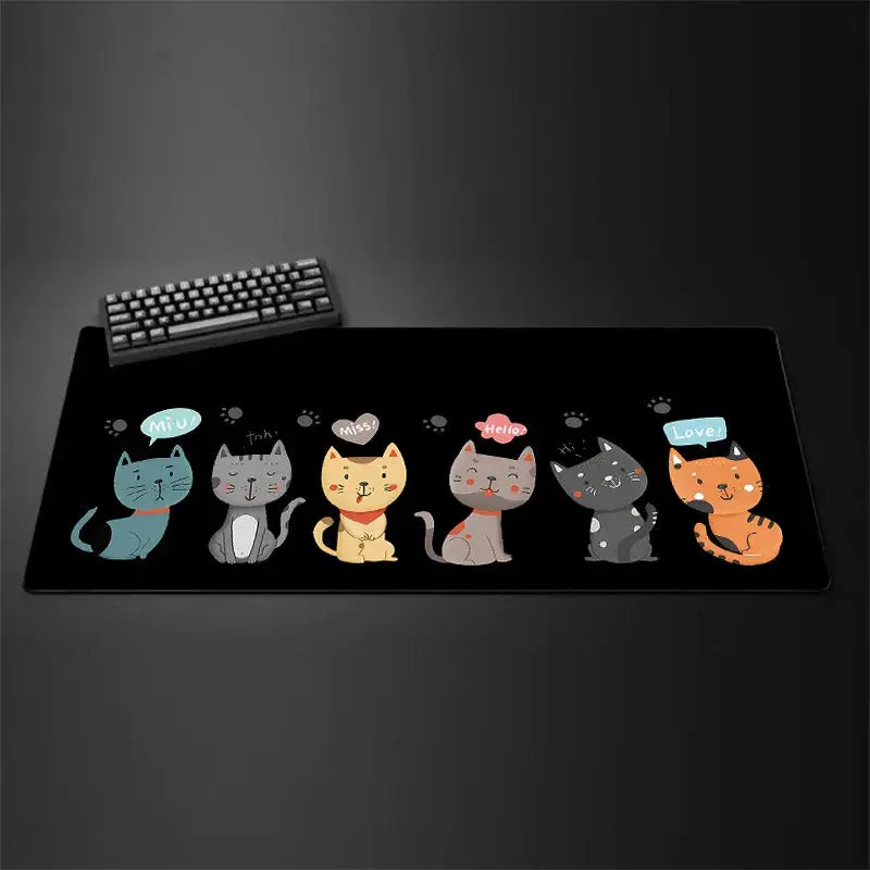 Kawaii Black Kitten Mouse Pad Large XXL Gaming Keyboard Mat for Home Office Bedroom Decor