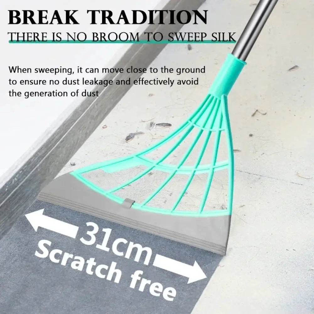 Teal silicone window broom with curved grid squeegee head for scratch-free cleaning, 31 cm shown.