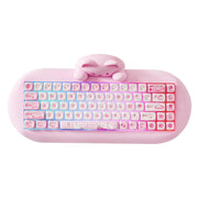 YUNZII C68 wireless gaming keyboard in pink silicone case with 65% hot-swap, cat-themed RGB keys