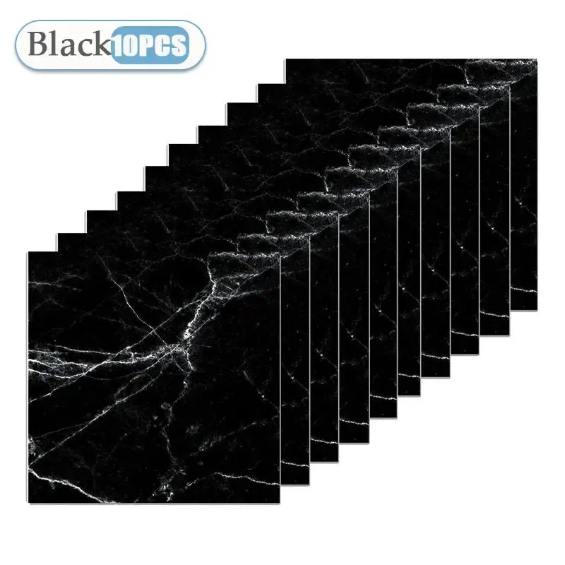 Floor tile sticker set, black marble, 30x30cm, 10pcs, waterproof, Simples Market