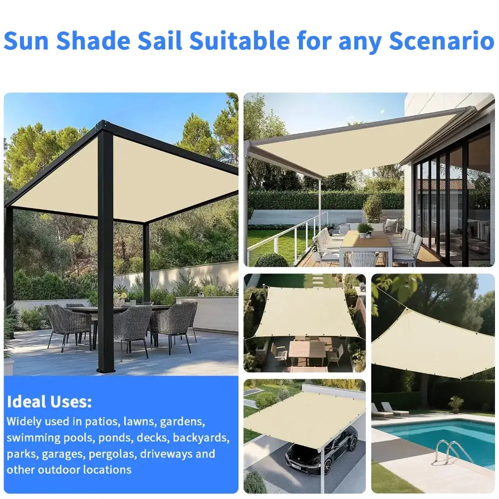 Simples Market sun shade sail canopy beige waterproof outdoor shade for patio/garden, UV block, sizes 2x3/3x3/3x4/4x5m
