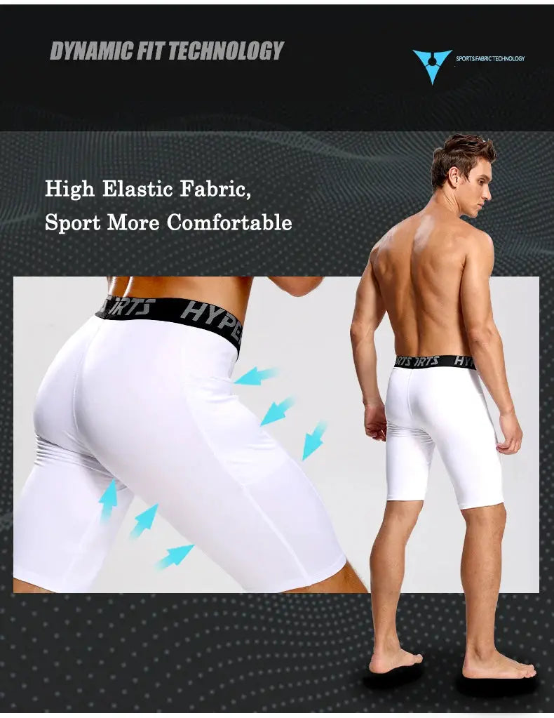 Simples Market white men's compression shorts with breathable elastic fabric for gym, training and running.