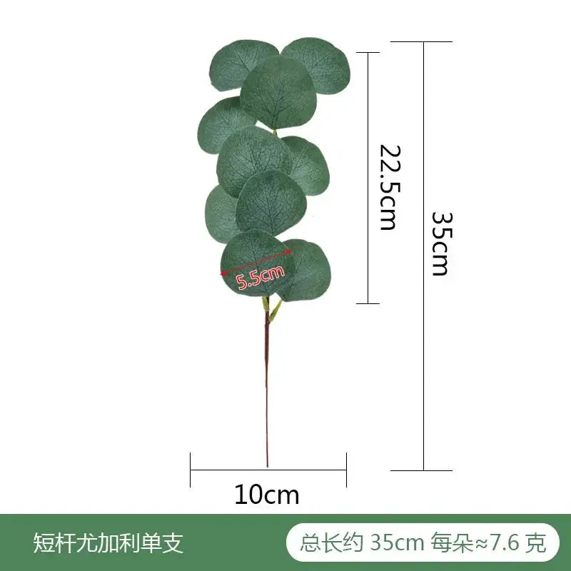 Artificial eucalyptus stem with round green leaves, single stem, Simples Market; 35 cm tall for wedding or home decor.