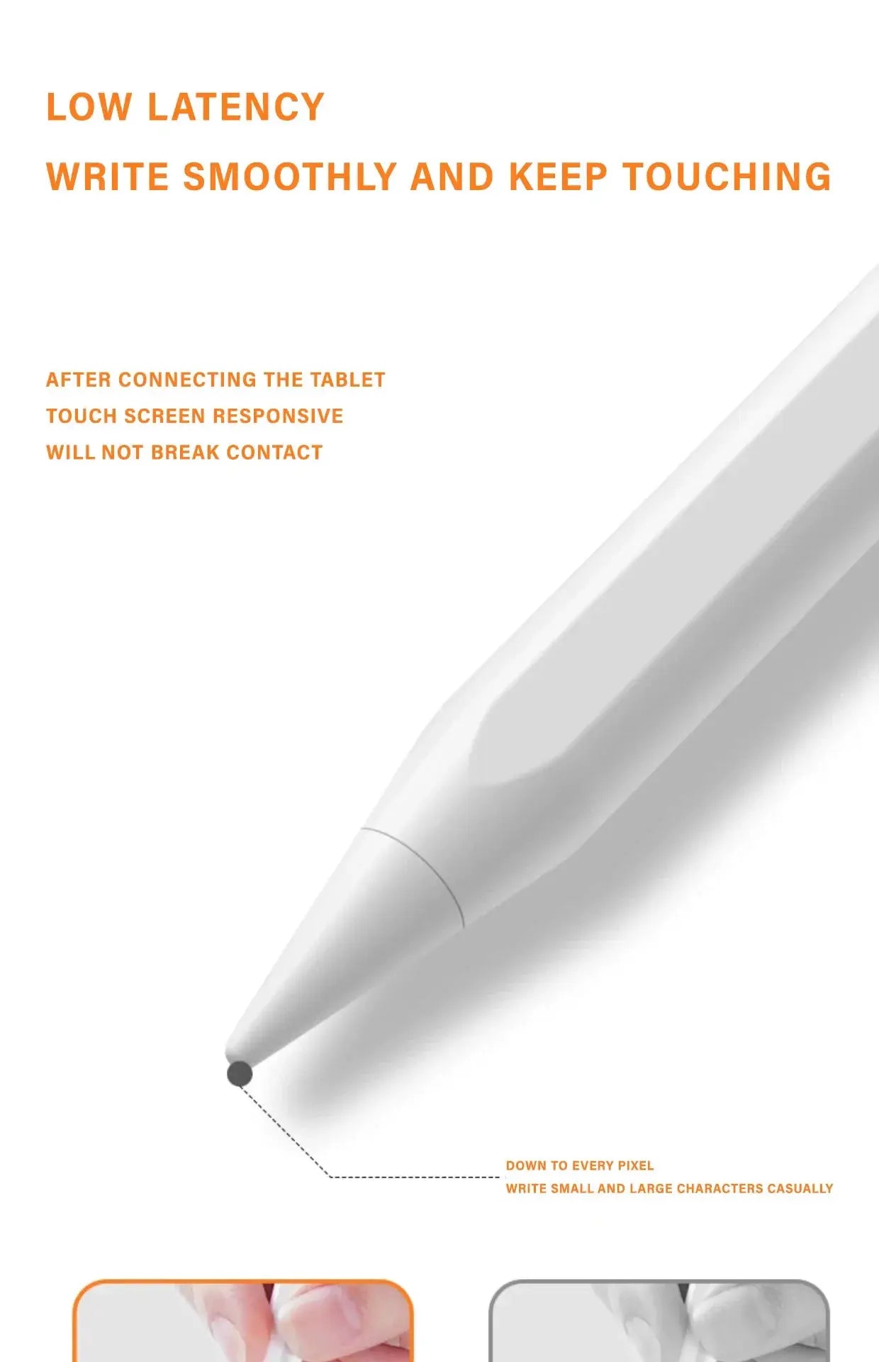 Simples Market universal stylus pen in white/silver for Android, iOS, Windows; low-latency precision tip.
