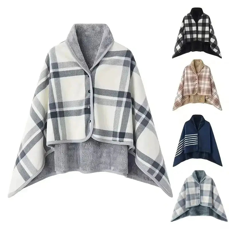 CozyNest Flannel Shawl Blanket Wearable Soft Cotton Polyester Blend For Office Warmth Travel And Home Use Casual Style