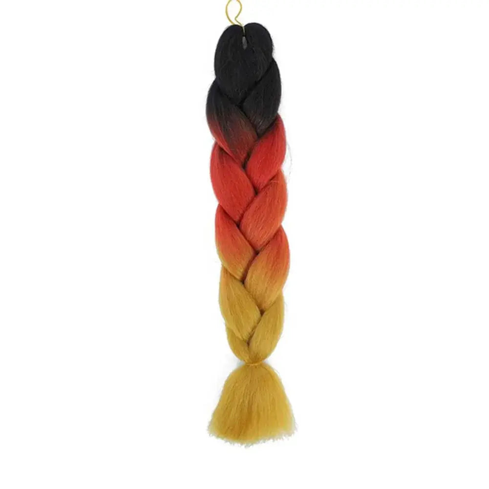 Simples Market 24-inch DIY jumbo braiding hair extensions, black red orange yellow ombre, synthetic Afro braid